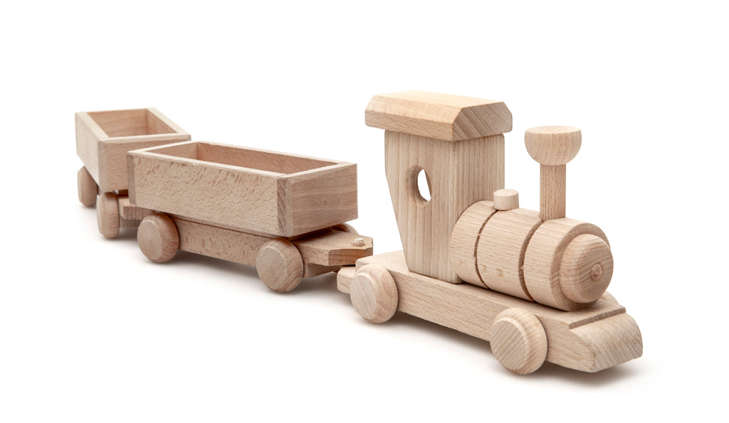 Wooden Toy Train & Carriages
